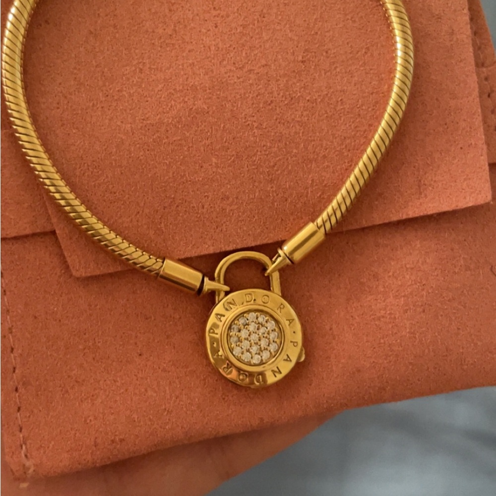 Pandora Gold Bracelet with Padlock Charm